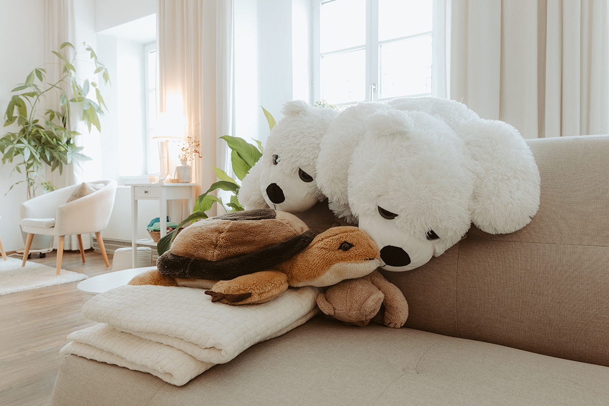 Kinder- und Jugendpsychotherapie – Therapieraum mit Kuscheltieren